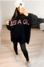 Load image into Gallery viewer, Just a Girl Knit Graphic Sweater