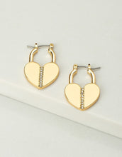 Load image into Gallery viewer, Metal Heart Lock Earrings