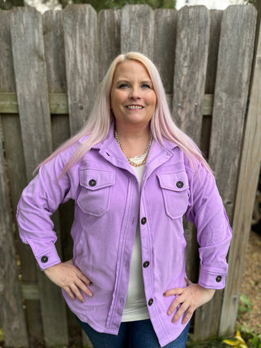 Becca Oversized Fleece Jacket- Purple