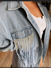 Load image into Gallery viewer, Tyra Fringe Denim Jacket