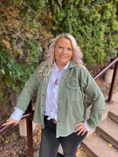Stevie Studded Jacket- Army Green