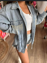 Load image into Gallery viewer, Tyra Fringe Denim Jacket