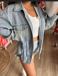 Tyra Fringe Denim Jacket