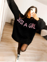 Load image into Gallery viewer, Just a Girl Knit Graphic Sweater