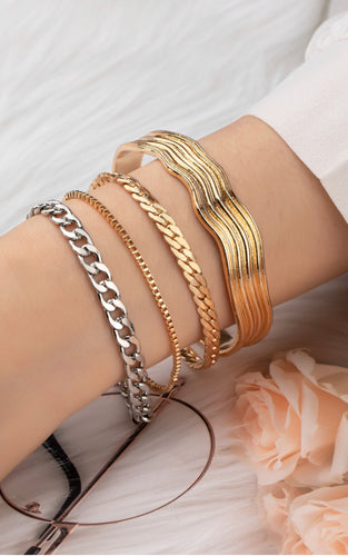 Two Tone 4 Chain Bracelets