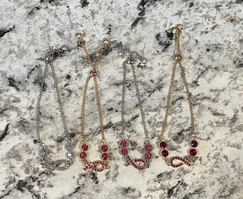 Rhinestone Breast Cancer Bracelet