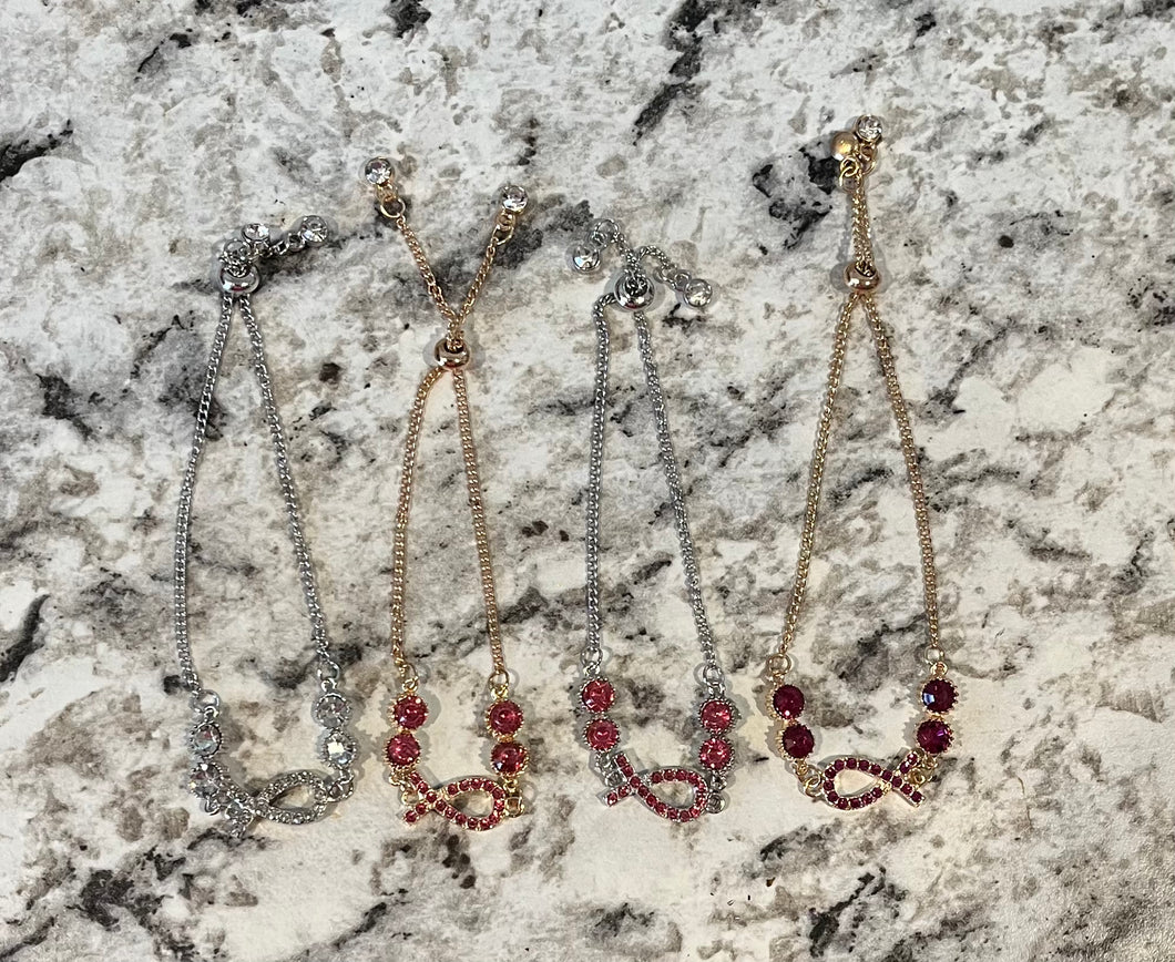 Rhinestone Breast Cancer Bracelet