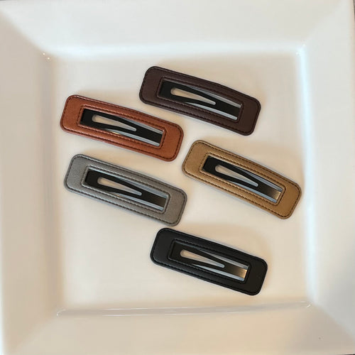Lightly Leathered Hair Clip Set