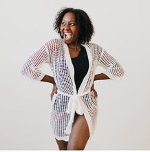 Load image into Gallery viewer, Coastal View Crochet Tie Kimono