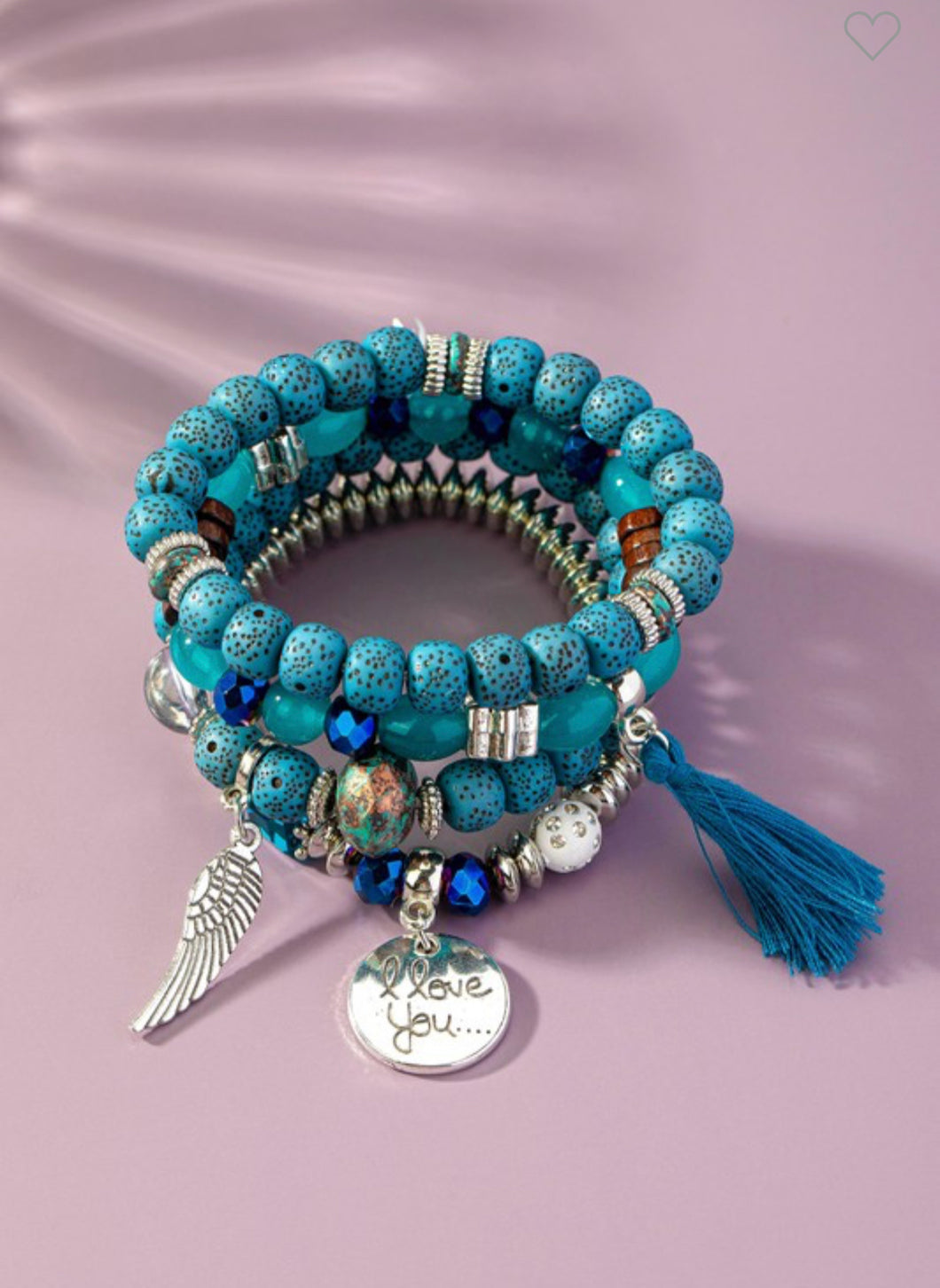 Blue Mixed Bead Bracelet with Charms