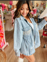 Load image into Gallery viewer, Tyra Fringe Denim Jacket