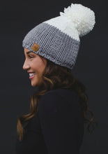 Load image into Gallery viewer, Grey Two Tone Womens Pom Hat