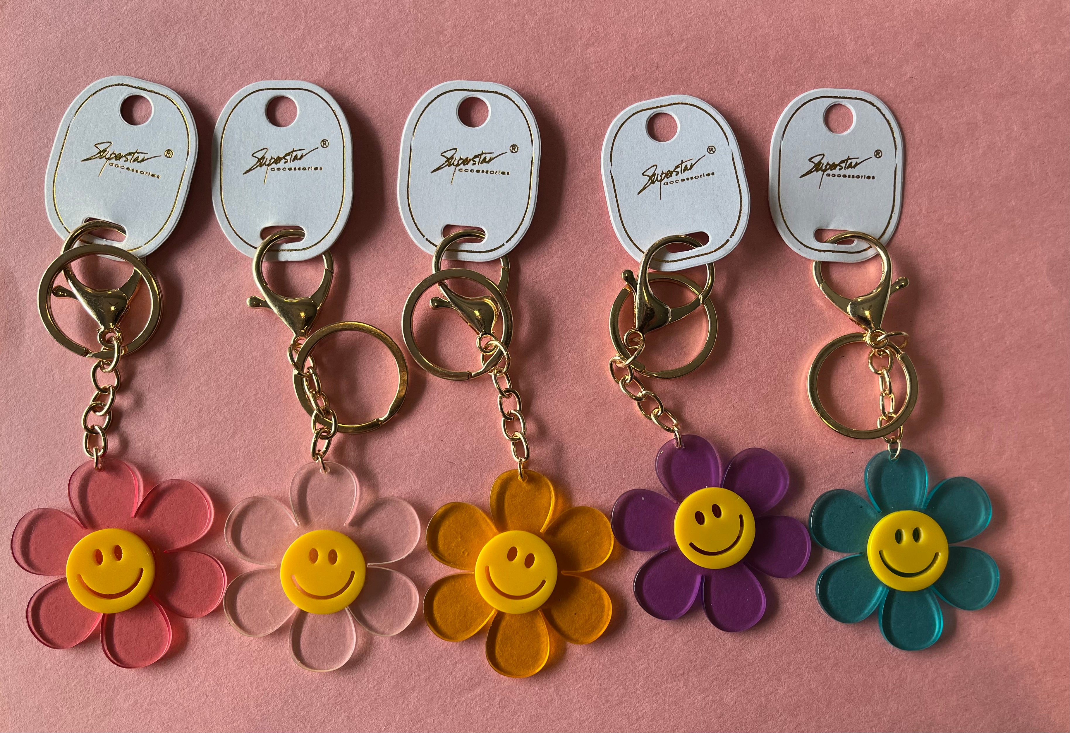 Smile Face Daisy Keychains