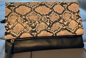 Vegan Snake Print Clutch/Crossbody