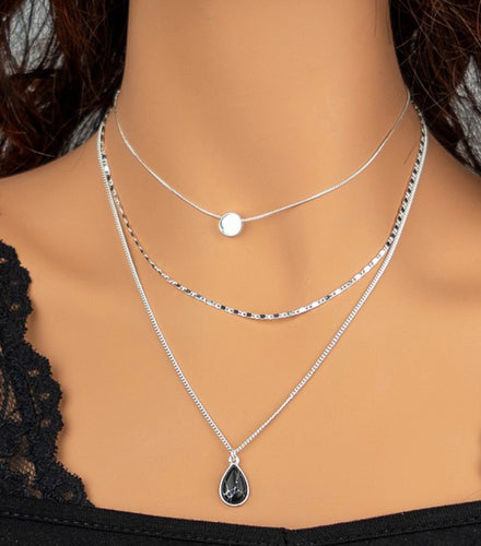 Silver & Marble Layered Necklace