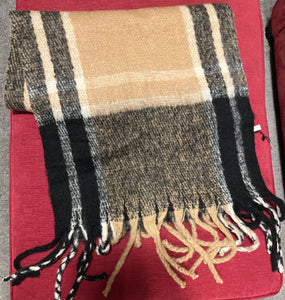 Camel Plaid Blanket Scarf