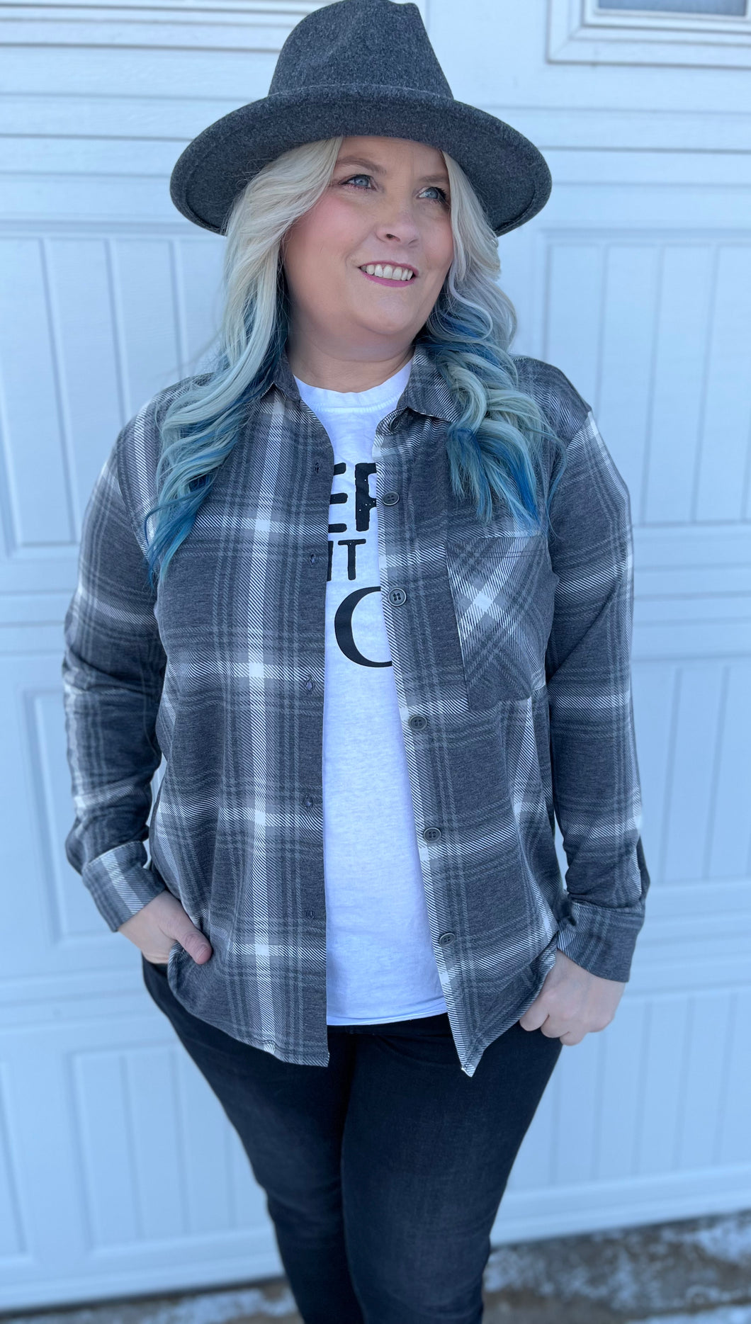 Odessa Gray Plaid Button Up