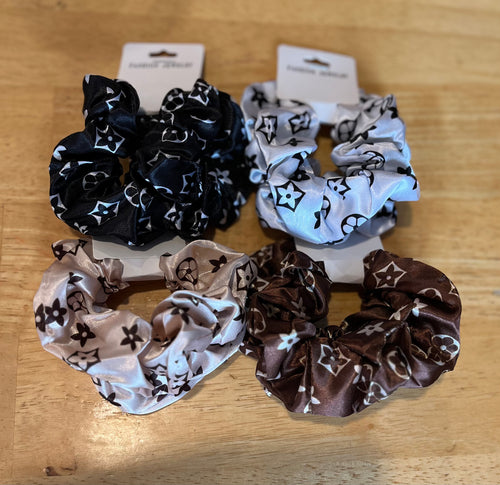LV Inspired Silky 2 pack of Scrunchies