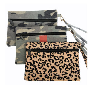 Canvas Print Wristlet Clutch