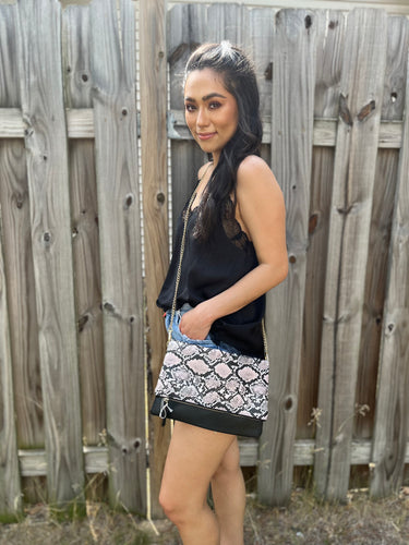 Vegan Snake Print Clutch/Crossbody