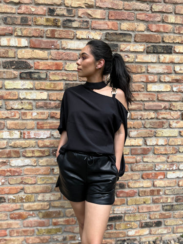 Kelly Black Cold Shoulder Blouse