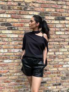 Kelly Black Cold Shoulder Blouse