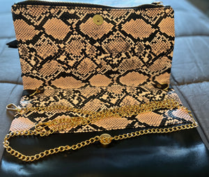 Vegan Snake Print Clutch/Crossbody